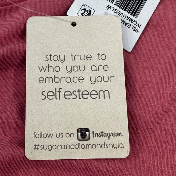 Selfie Women's Sz Medium Long Sleeve Tee Shirt Gather And Tied On Front Pink New - Picture 16 of 16